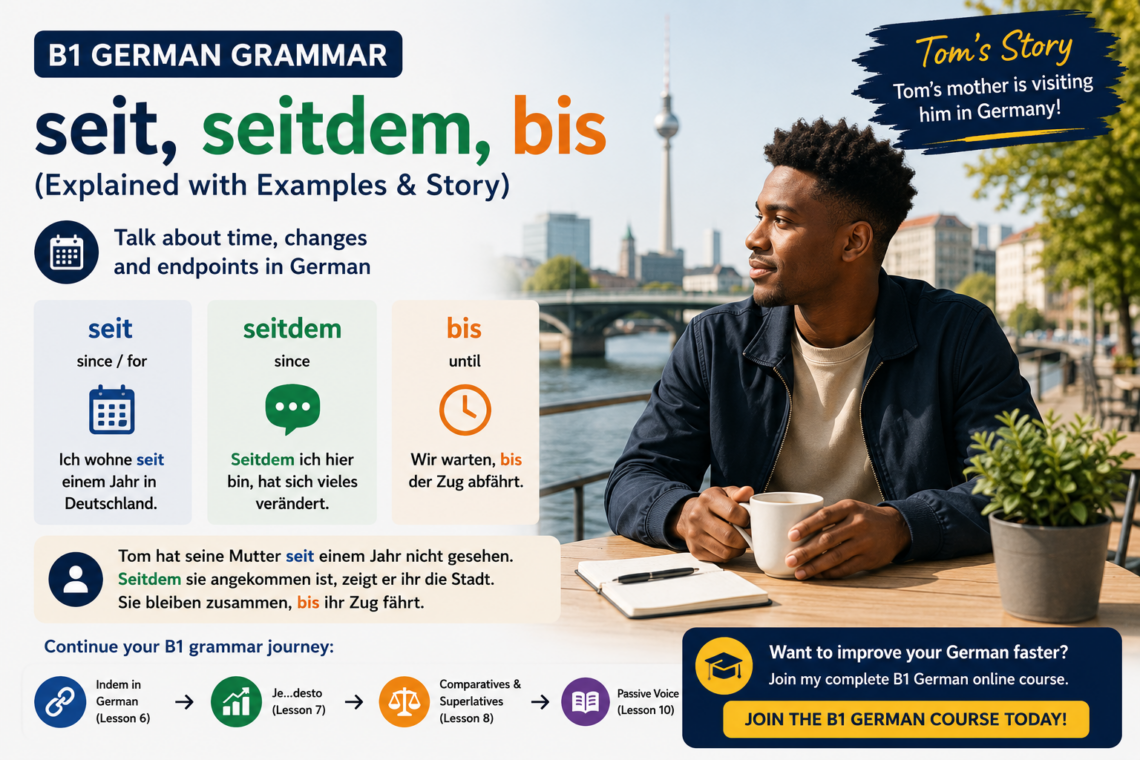 How to Use „seit“, „seitdem“ and „bis“ (Explained with Examples & Story)